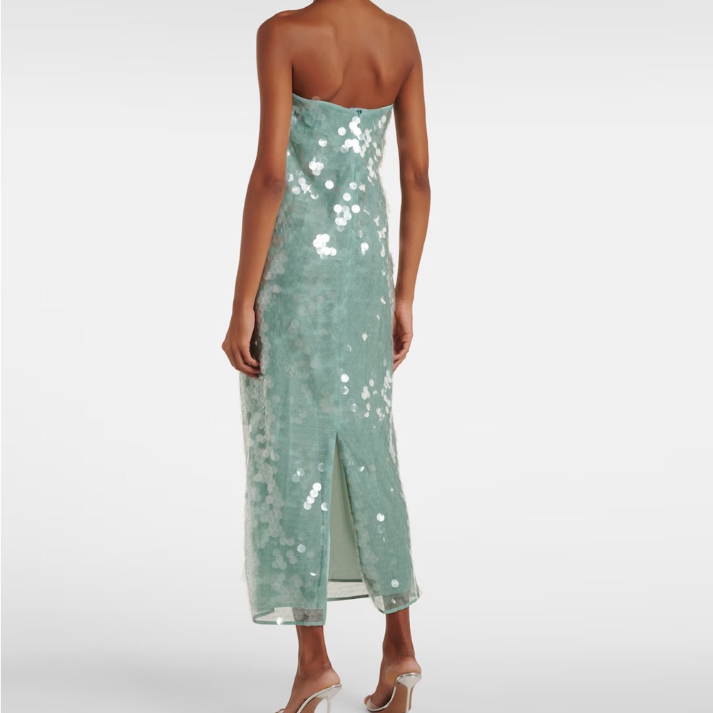 STAUD Mint Sequin Strapless Midi Dress - Picture 2 of 8